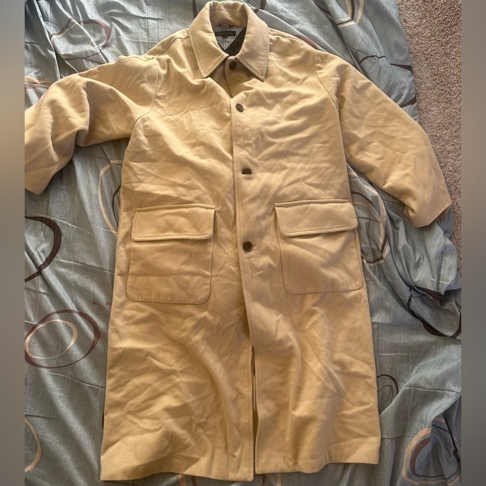 Men’s New Size m Medium Tommy Hilfiger Beige Long Vest Coat Peacoat primaloft - Picture 10 of 10